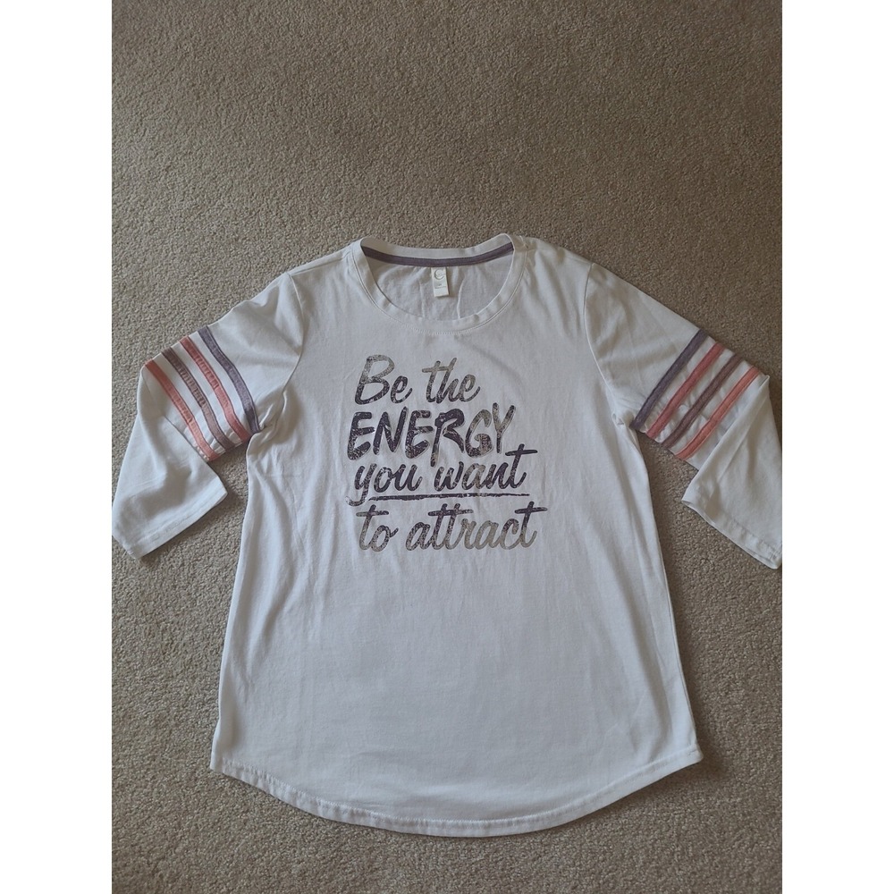 C Active Relaxed White Top 3/4 sleeves să XS Be The Energy You Want To Attract